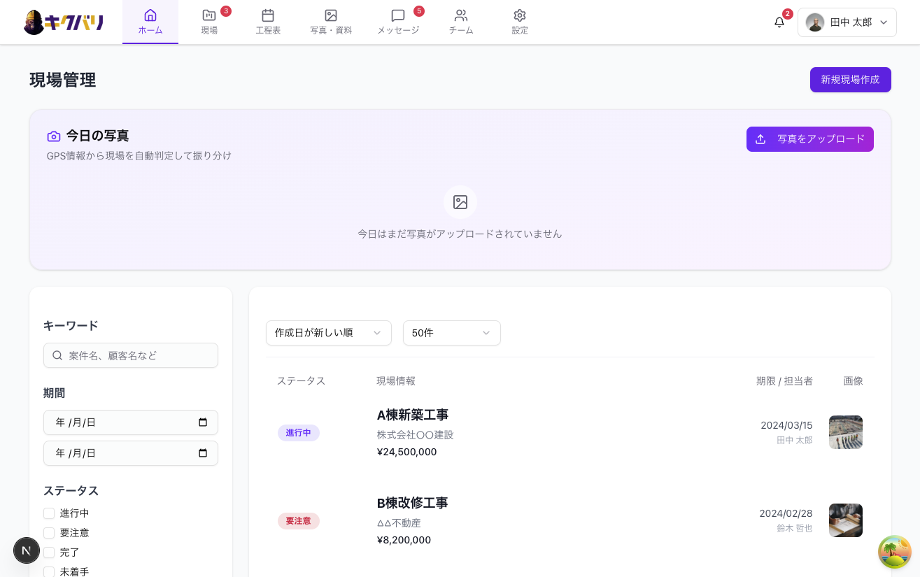現場管理ダッシュボード
